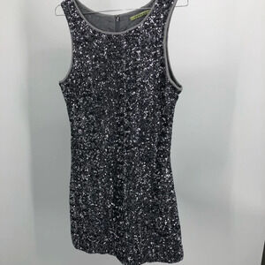 Anthropologie Velvet Graham and Spencer silver sequin tank dress Med.